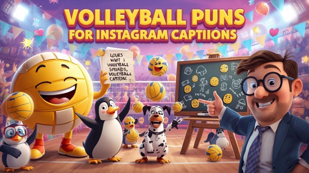 🏐 360+ Funny Volleyball Puns, Jokes & One-Liners That Spike Big Laughs (2026) 6 Volleyball Puns for Instagram Captions