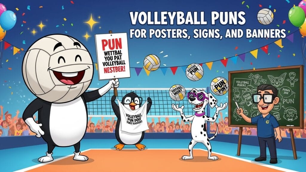 🏐 360+ Funny Volleyball Puns, Jokes & One-Liners That Spike Big Laughs (2026) 10 Volleyball Puns for Posters, Signs, and Banners