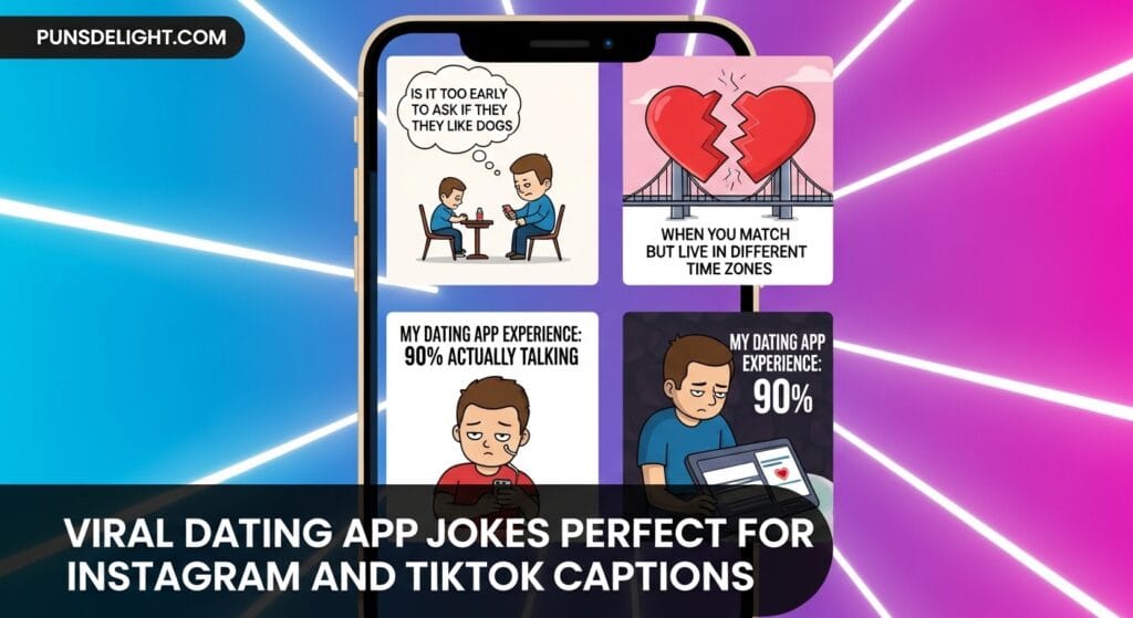 247+ Dating App Jokes That Are Swipe-Right Funny 8 Viral Dating App Jokes Perfect for Instagram and TikTok Captions