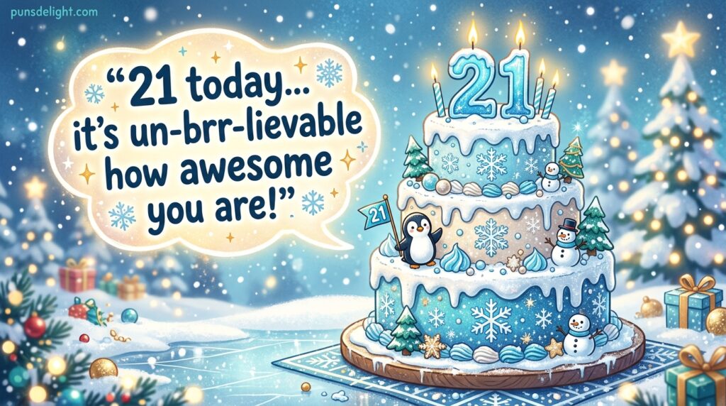 “21 today… it’s un-brr-lievable how awesome you are!” ❄️
