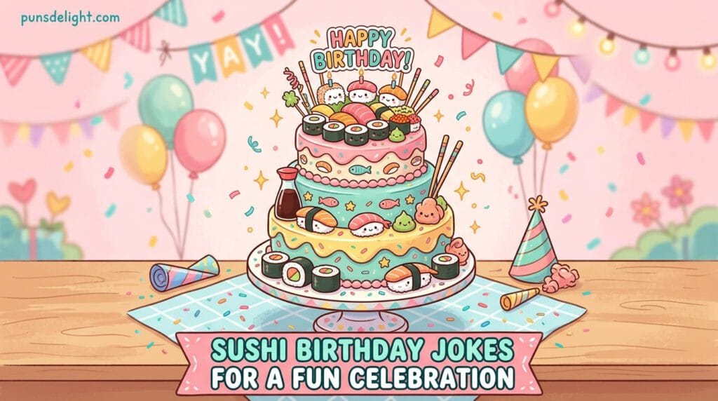 130+ Funny Sushi Jokes, Puns, Captions, and One-Liners 6 Sushi Birthday Jokes for a Fun Celebration