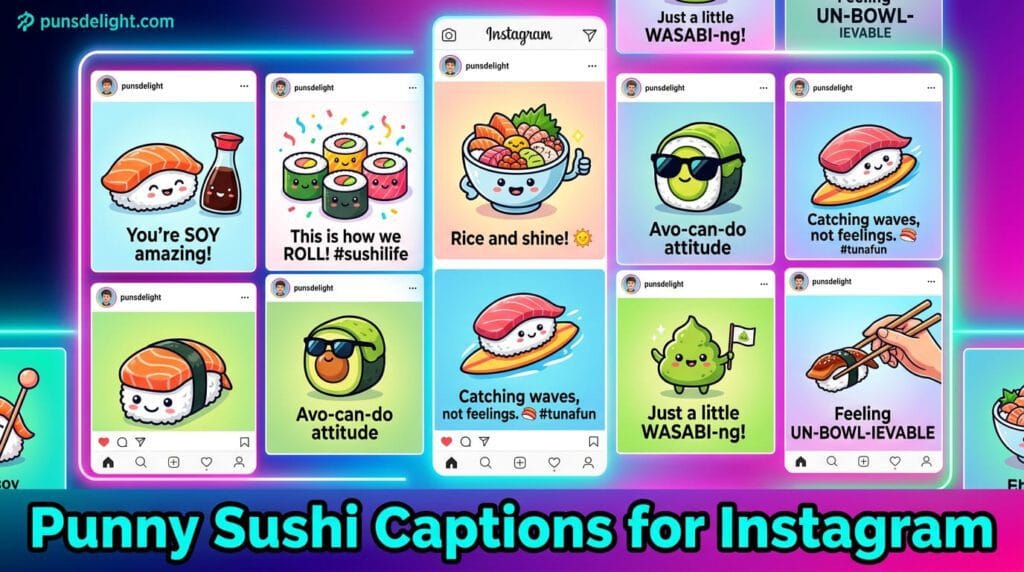 130+ Funny Sushi Jokes, Puns, Captions, and One-Liners 11 Punny Sushi Captions for Instagram