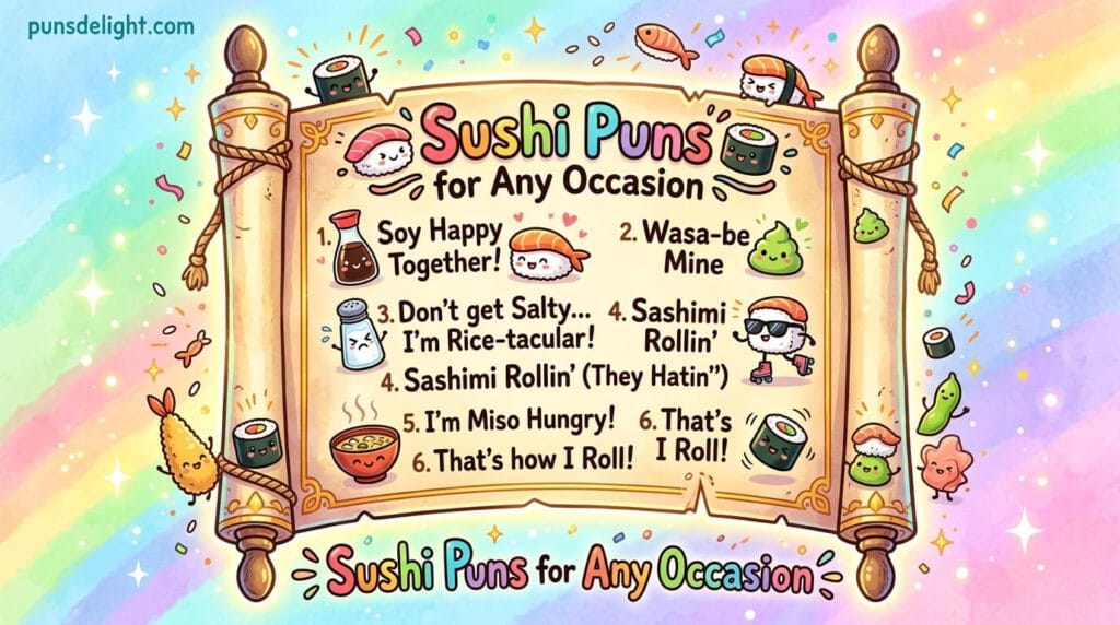 130+ Funny Sushi Jokes, Puns, Captions, and One-Liners 5 Sushi Puns for Any Occasion