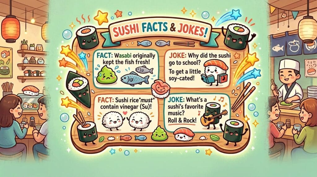 130+ Funny Sushi Jokes, Puns, Captions, and One-Liners 13 Did You Know? Fun Sushi Facts and Jokes